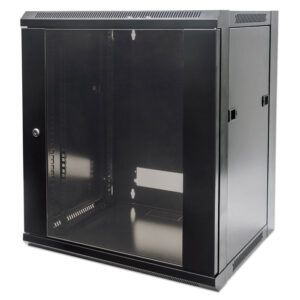 Επιτοίχια καμπίνα 19", 9U (570x450mm), Flatpack, σε μαύρο χρώμα.
